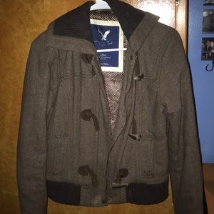 brown american eagle jacket with toggles